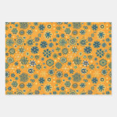 Vintage Snowflakes on Yellow ラッピングペーパーシート (正面)