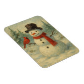 Vintage Snowman and Red Bird Christmas マグネット (右側)