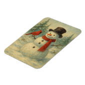 Vintage Snowman and Red Bird Christmas マグネット (左側)