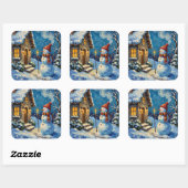 Vintage Snowman by Candlelit Christmas Cottage スクエアシール (シート)