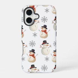 Vintage Snowman Christmas Snowflakes iPhone Case 16ケース