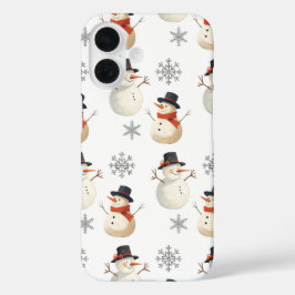 Vintage Snowman Christmas Snowflakes iPhone Case iPhone 16ケース
