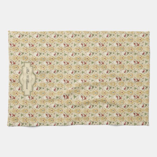 Vintage Snowman & Christmas Tree Custom キッチンタオル (横)