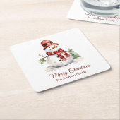 Vintage Snowman Coaster スクエアペーパーコースター (アングル)