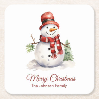Vintage Snowman Coaster スクエアペーパーコースター