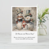Vintage Snowman Family Carolers Christmas 招待状 (スタンド正面)