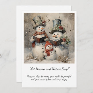 Vintage Snowman Family Carolers Christmas 招待状