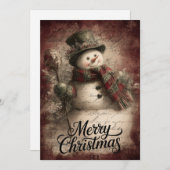 Vintage Snowman & Holly Staff Charm シーズンカード (正面/裏面)