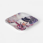 Vintage Snowman in the Snow Drawing  ペーパープレート (傾斜あり)