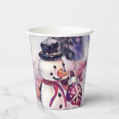 Vintage Snowman in the Snow Drawing 紙コップ (裏面)