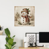 Vintage Snowman Poster ポスター (ホームオフィス)