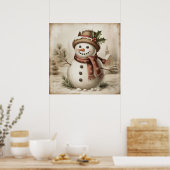 Vintage Snowman Poster ポスター (キッチン)