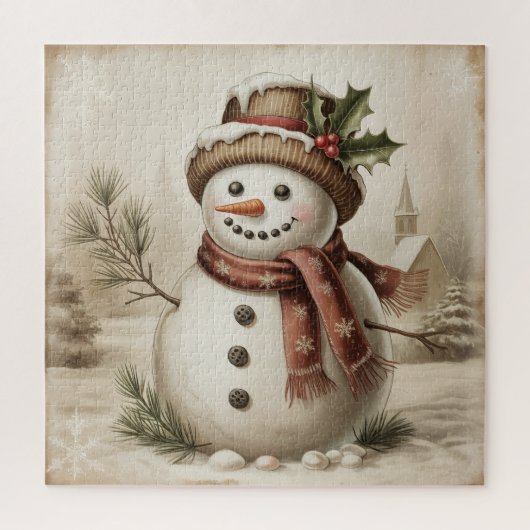 Vintage Snowman Puzzle ジグソーパズル (縦)