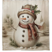 Vintage Snowman Shower Curtain シャワーカーテン (正面)