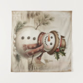 Vintage Snowman Tapestry タペストリー (正面(横))