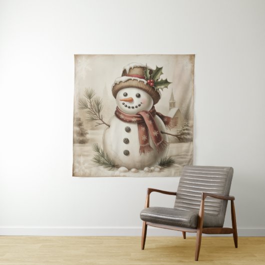 Vintage Snowman Tapestry タペストリー (インサイチュ)