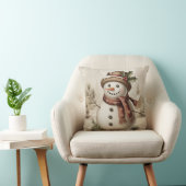 Vintage Snowman Throw PIllow クッション (椅子)