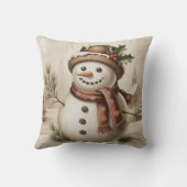 Vintage Snowman Throw PIllow クッション (裏面)