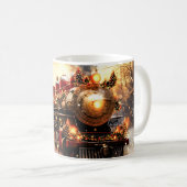Vintage Snowy Night Christmas Train Express コーヒーマグカップ (正面右)