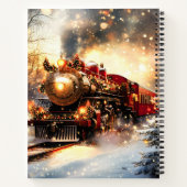Vintage Snowy Night Christmas Train Express ノートブック (裏面)