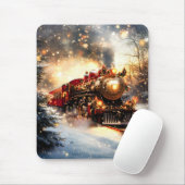 Vintage Snowy Night Christmas Train Express マウスパッド (マウス)