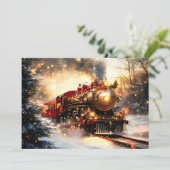 Vintage Snowy Night Christmas Train Express 案内状 (スタンド正面)