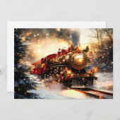 Vintage Snowy Night Christmas Train Express 案内状 (正面/裏面)