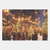 Vintage Snowy Street – Festive Holiday Gift Wrap ラッピングペーパーシート (正面3)