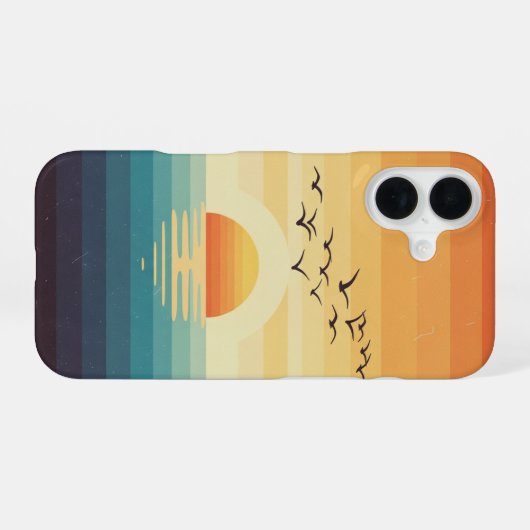 Vintage Soaring Sea Birds iPhone 16ケース (裏面横)