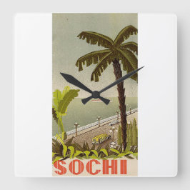 Vintage Sochi Marine Station Fine Art Travel スクエア壁時計