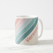 Vintage Soft Sea Shell Stripes with Name コーヒーマグカップ (正面右)