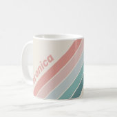 Vintage Soft Sea Shell Stripes with Name コーヒーマグカップ (正面左)