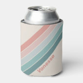 Vintage Soft Sea Shell Stripes with Name 缶クーラー (缶正面)