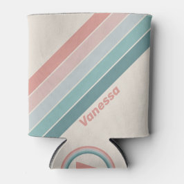 Vintage Soft Sea Shell Stripes with Name 缶クーラー