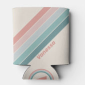 Vintage Soft Sea Shell Stripes with Name 缶クーラー (裏面)