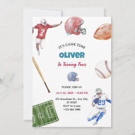 Vintage Softball Sport Birthday Party Invitation 招待状