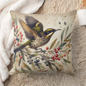 Vintage Songbird Botanical Throw Pillow クッション (ブランケット)
