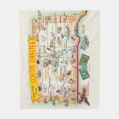 Vintage South Dakota Map Fleece Throw フリースブランケット (正面)