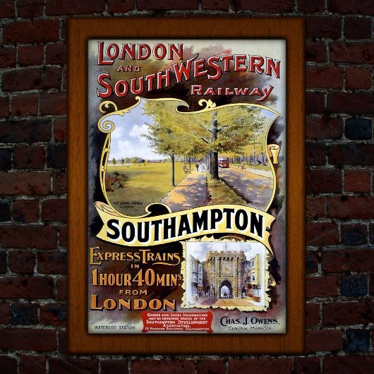 Vintage Southampton Train Travel Advertising  ポスター