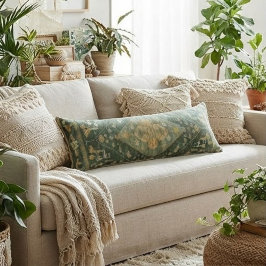 Vintage Southwestern Floral Kilim Sage Green Boho ボディピロー