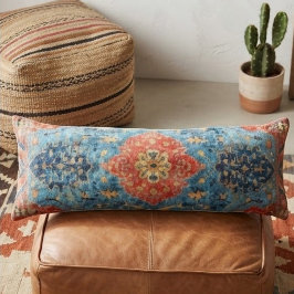 Vintage Southwestern Kilim Rug – Blue & Terracotta ボディピロー