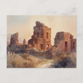 Vintage Southwestern Ruins Illustration ポストカード