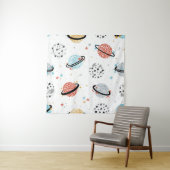 vintage Space Seamless Pattern with Doodle Saturn タペストリー (インサイチュ)
