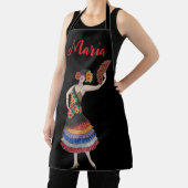 Vintage Spanish Dancer Flamenco Custom Name Apron エプロン (インサイチュ)