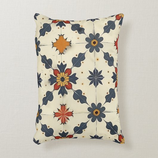 Vintage Spanish Tile Pattern アクセントクッション (正面(垂直))