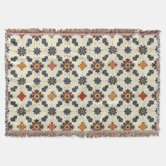 Vintage Spanish Tile Pattern スローブランケット (正面)