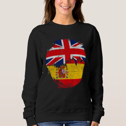 Vintage Spanish with British Flag Roots Spain スウェットシャツ (正面)