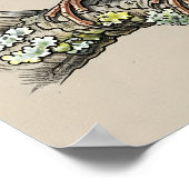 Vintage Sparrow Bird Illustration ポスター (角)