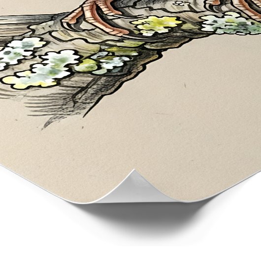 Vintage Sparrow Bird Illustration  ポスター (角)