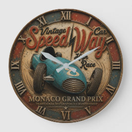 Vintage Speed Way Race Car Grand Prix Racing ラージ壁時計